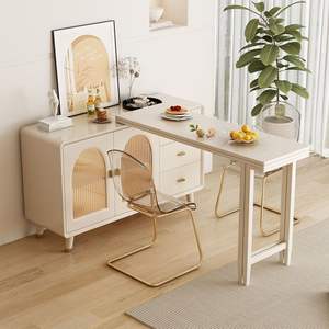 Cream Colored Sideboard And <b>Dining</b> <b>Table</b> Combination Rectangle <b>Foldable</b> Modern Minimalist Storage For <b>Dining</b> Room - Product Image 1