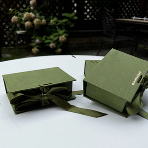 Caja de Regalo de Lujo Personalizada con Cinta <span class=keywords><strong>Verde</strong></span> para Cosméticos y Joyería, con su Logotipo Personalizado - Product Image 1