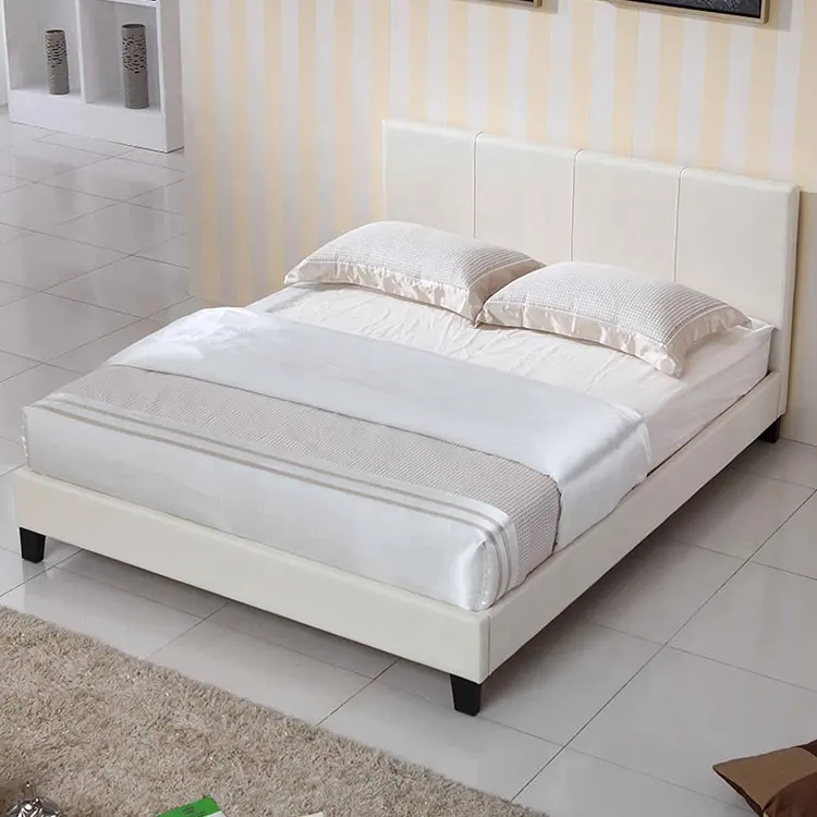 Cama de casal simples, cama de casal adulto, camas contemporâneas brancas