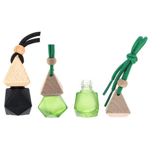 6ml 8ml Empty Transparent Black <b>Car</b> air Freshener Perfume <b>Diffuser</b> Glass <b>Bottle</b> With Wood Cap - Product Image 1