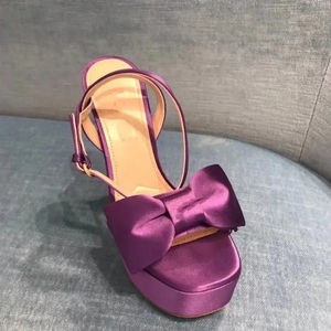 Logo personalizzato produttore Slingback Open Toe Blank Logo Satin Black cinturini alla caviglia donna Party Platform Heels Bow Knot sandalo - Product Image 6