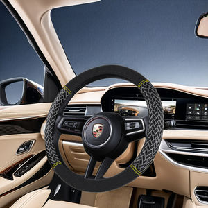 Funda de Volante de Cuero para <span class=keywords><strong>Interior</strong></span> de Automóvil Clásico, Cómoda, Negra, Nueva, Estilo Chino, Fundas para Volantes - Product Image 5