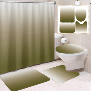 Juego de Baño con Degradado Gris, Cortina de Ducha de Poliéster Rosa, Impresión Digital, Impermeable, Personalizada, Venta al Por Mayor 2 - Product Image 2