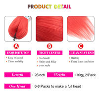 26 "pré étiré expression tressage boîte de cheveux tresses crochet cheveux ombre synthétique Ez tresse Extensions de cheveux