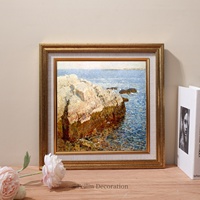 Peintures et décorations murales de paysages européens et de fleurs, art mural vintage à l'huile, articles de décoration intérieure en bois, toile de luxe