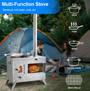 COOKMATE 47L Grand poêle à <span class=keywords><strong>bois</strong></span> extérieur multi-combustibles Populaire Brûleur à granulés <span class=keywords><strong>avec</strong></span> pain <span class=keywords><strong>Four</strong></span> à <span class=keywords><strong>pizza</strong></span> pour le camping et la randonnée - Product Image 3