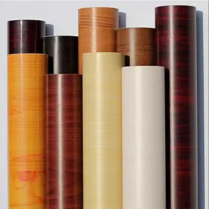 Vente en gros Film décoratif en PVC à texture en bois résistant aux rayures Presse à vide Film pour meubles Feuille de PVC