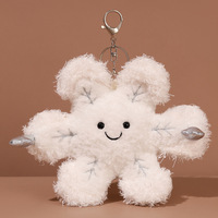 Porte-clés pendentif en peluche mignon de dessin animé, grande flocon de neige et feuille d'érable rouge, avec visage souriant, style Kawaii