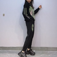 2025 printemps nouveau design de mode bling bling diamant à manches longues deux pièces femmes vêtements de loisirs ensembles OC1020