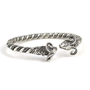 NUSRET Women's Romantic 925 Sterling Silver Ram Head <b>Torque</b> <b>Bracelet</b> Handmade Turkish Twisted Jewelry - Product Image 1