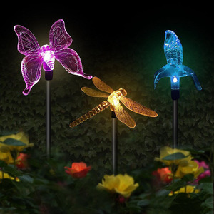 Luces Solares de Jardín LED con Forma de Mariposa, Libélula y Diente de León para Decoración de Exteriores, Césped y Caminos - Product Image 1