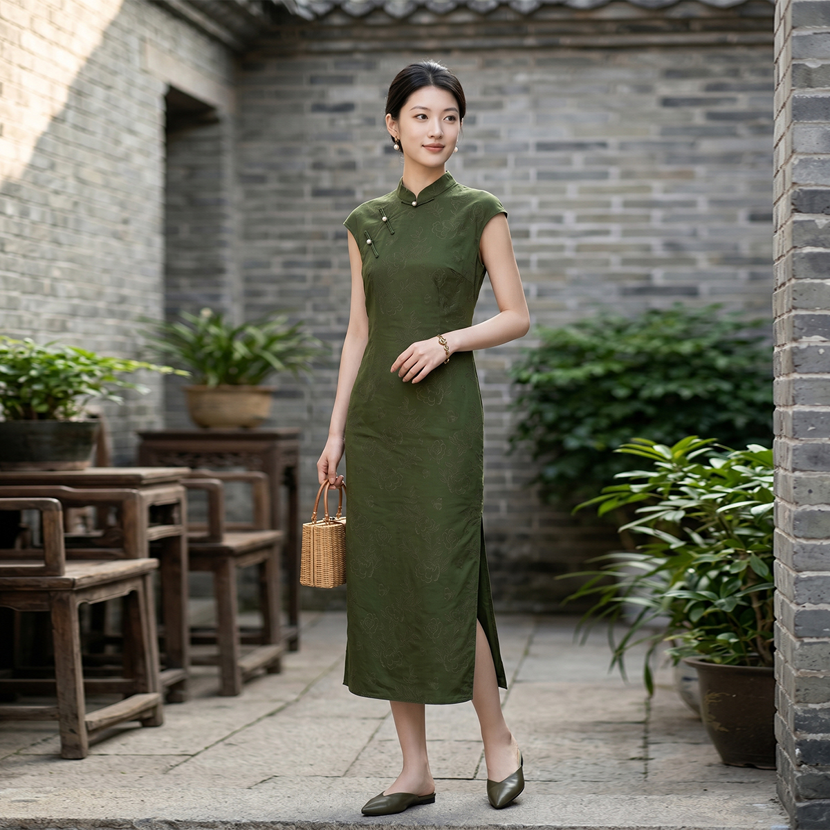 sachin and babi light blue dress Chinese Style Maxi Dress Elegant Short Sleeve Princess Dress main image 1