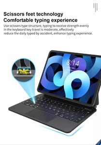 Tastiera magica per <span class=keywords><strong>Apple</strong></span> <span class=keywords><strong>iPad</strong></span> <span class=keywords><strong>Pro</strong></span> <span class=keywords><strong>11</strong></span> 12.9 pollici air 4 5 Tablet Laptop Smart tastiere <span class=keywords><strong>custodia</strong></span> Cover retroilluminazione magnetica Touchpad - Product Image 3