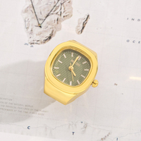Montres-Bagues en Gros Plaqué Or Argent Montres Bagues Élastiques Rondes à Quartz pour Hommes Femmes