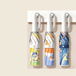 Parapluie pliant à coins arrondis D5894, anti-UV, compact, durable, ouverture/fermeture automatiques, léger, parapluie de dessin animé pour enfants - Product Image 1