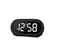 Jam Alarm LED Modern ukuran kecil, Jam Alarm fotosensitif tampilan suhu ganda, Alarm Snooze pengisian daya ponsel plastik ukuran kecil