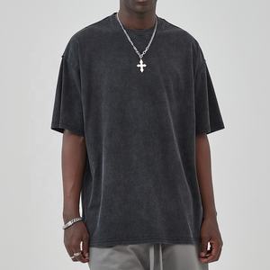 Vente en gros de logo personnalisé 100% coton surdimensionné délavé à l'acide impression Streetwear hommes blanc goutte épaule T-shirt vêtements fabricants - Product Image 4