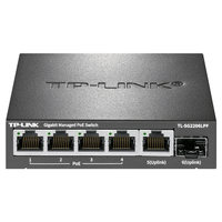 TP-LINK TL-SG2206LPF Switch PoE Gigabit con 1 Puerto de Fibra y 5 Puertos Eléctricos, Fuente de Alimentación de 4 Puertos, 6 Puertos Ópticos SFP Uplink