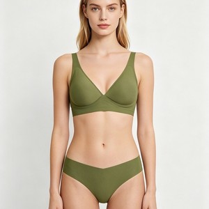 Conjunto de Sutiã e Calcinha Sem Costura, Confortável e Sexy, com Alças Removíveis, Sem Arame, para Mulheres - Product Image 2