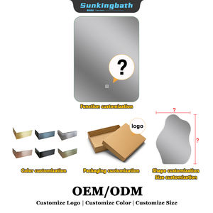 Miroir de salle de bain rectangulaire à LED éclairé, à suspendre au <span class=keywords><strong>mur</strong></span>, anti-buée, rétroéclairé, décoration intérieure, IP44, miroir mural - Product Image 2