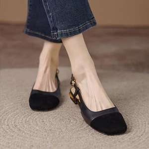 Fashionable Trend Flat Bottomed Light Weight <b>Closed</b> <b>Toe</b> Women's <b>Sandals</b> with Black Bow Pu Material <b>Summer</b> Spring - Product Image 3