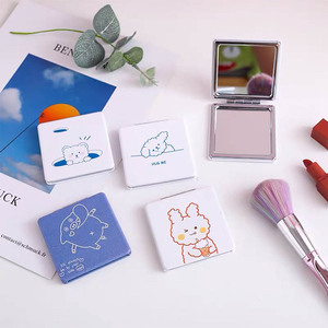 Little Bear Bronze Personalized Double Sided Square Pocket Folding Cosmetic <strong>Mirror</strong> for Student Use - Product Image 4