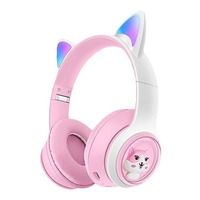 AKZ-07 gratis sampel earphone telinga telinga kucing lucu earbud nirkabel kartun earphone Led cakar telinga kucing lucu earphone telinga kucing imut