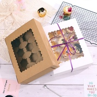 Boîtes à cupcakes promotionnelles, 12 pièces, boîtes à gâteaux brunes, boîtes à pâtisserie, boîte à gâteaux en forme de cœur avec fenêtre transparente