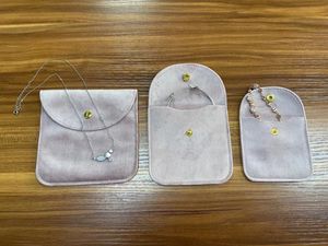 Wholesale Multi Size Square Velvet <b>Jewelry</b> Pouch Gold Snap Button Flap Microfiber Jewellery <b>Packaging</b> Bag Custom Logo In Stock - Product Image 5