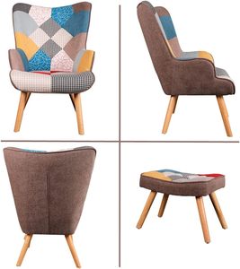 Anji Ensemble <span class=keywords><strong>fauteuil</strong></span> et repose-pieds à dossier haut pour chambre à coucher <span class=keywords><strong>Fauteuil</strong></span> d'appoint de loisir moderne et confortable <span class=keywords><strong>Fauteuil</strong></span> berçant inclinable avec pouf - Product Image 6