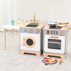 Jouets de cuisine en bois blanc pour enfants : four, réfrigérateur, machine à laver – Jeu d'imitation en gros - Product Image 2