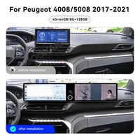 MOOKAKA Radio Dual 12.3 Inch untuk Peugeot 4008/5008 2017-2021 Android 15 GPS Navi Stereo Wireless Carplay Radio Mobil