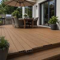 Tarima de WPC Multicanal Ynori, Diseño de Madera Hueca con Acabado Teca, 25mm 160mm, Tubo Cuadrado para Jardín, Antideslizante R10, Directo de Fábrica