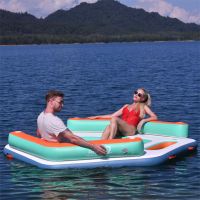 Hex Mesh Dock Équipement de jeu aquatique extérieur personnalisé Tapis de soleil flottant gonflable Île flottante pour Lake River