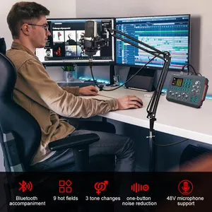 전문 라이브 사운드 카드 유선 라이브 스트리밍 전화 홈 노래방 용 48V XLR 마이크