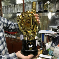 Plaque en résine UV sur pied avec base en cristal, imprimée