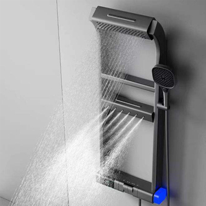 Panneau de <span class=keywords><strong>douche</strong></span> thermostatique intelligent à 360 degrés avec affichage numérique LED hydropower mural brossé pour appartement et hôtel - Product Image 1
