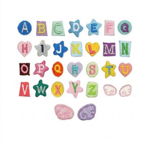 Broderie de lettres anglaises en fil de polyester, petite taille, patch décoratif DIY, motif étoile d'amour pour vêtements - Product Image 1