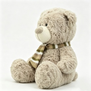 Oso de peluche personalizado con textura rizada, oso de peluche de color beige neutro. - Product Image 1