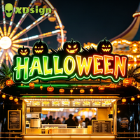 Enseigne néon personnalisée Halloween Jack-o'-lantern effrayant, enseigne murale LED lumineuse personnalisée, étanche, pour décoration de restaurant, voiture, parc d'attractions