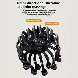 2025 entrega rápida Stock negro 20 garra pulpo masajeador de cabeza eléctrico versión de Motor grande instrumento de descompresión de acupuntura para dormir - Product Image 5