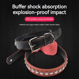 Ensemble de collier et laisse de <span class=keywords><strong>chien</strong></span> réfléchissant plus léger rembourré avec des colliers de <span class=keywords><strong>chien</strong></span> en cuir réglables respirants doux pour l'entraînement - Product Image 4
