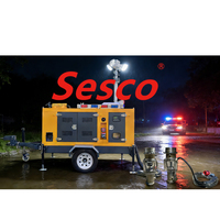 Pompe à eau diesel mobile sur remorque 500~3600m³/h, ensemble de pompe de déshydratation pour camion avec éclairage extérieur et pompe submersible