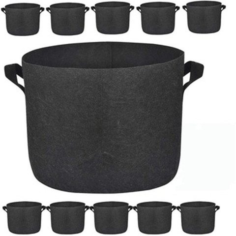 Customize Size Reusable Polyester Felt Pot Plant Grow Bags Handles 3/5/7/10/25/100 Gallons Plastic Outdoor Planter Gardening