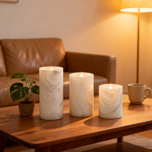 Bougies de <span class=keywords><strong>cire</strong></span> électriques à led, uniques, en marbre, à piles, bon marché avec décalcomanie, 20 pièces - Product Image 1