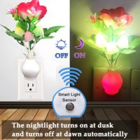 Lampe LED Économie d'Énergie à Détecteur Crépusculaire Automatique 0.5W, Veilleuse Champignon Rose Rustique à Couleurs Changeantes pour Chambre à Coucher, en ABS