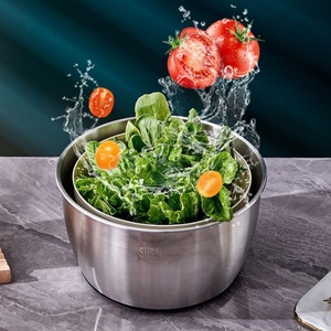<span class=keywords><strong>Essoreuse</strong></span> manuelle en acier inoxydable 304 pour fruits et légumes, déshydrateur métallique avec <span class=keywords><strong>panier</strong></span> de drainage pour cuisine - Product Image 6