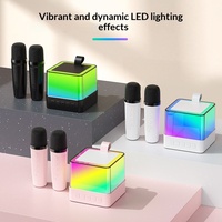 Mini haut-parleur karaoké avec 2 micros sans fil, lumière LED, machine karaoké portable pour enfants et adultes, fête