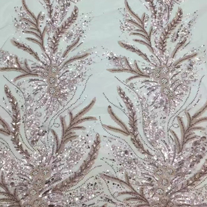 Tissu floral en dentelle à paillettes, robe de soirée en dentelle fantaisie de luxe - Product Image 2