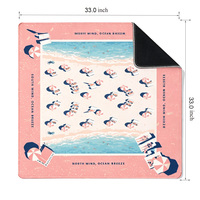 Tapis de Mahjong en caoutchouc à motif plage personnalisé, imperméable, pliable, écologique, portable, pour pique-nique en plein air